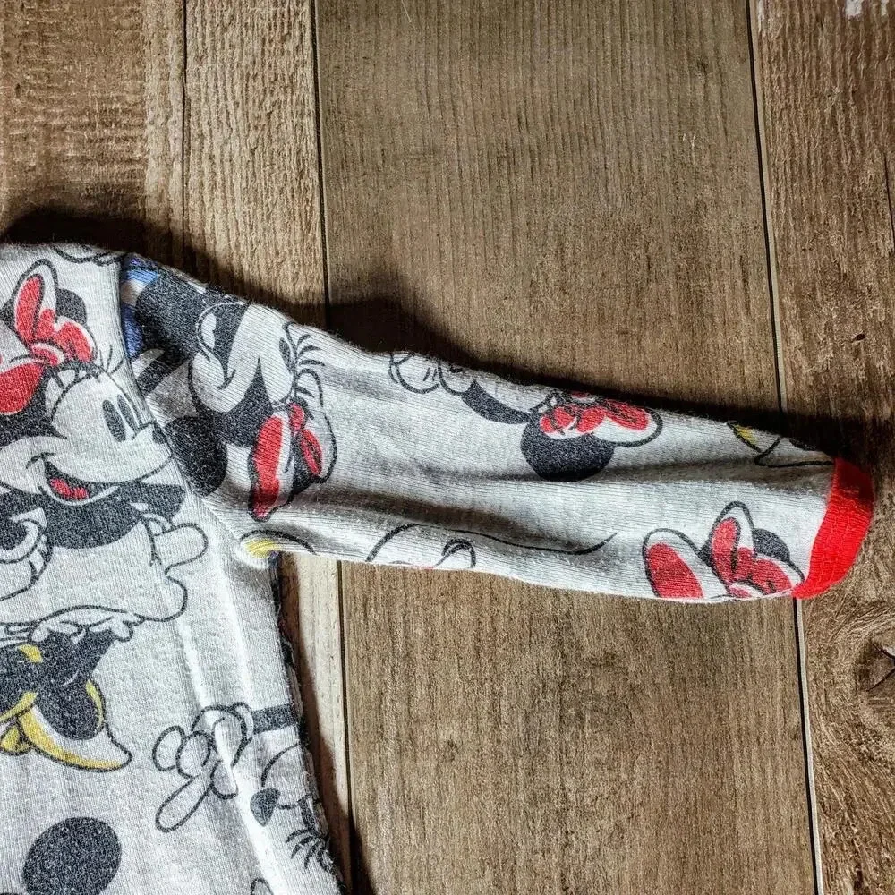 Disney Baby Minnie Mouse Gray Baby Girl Footed Pajamas Size 3-6M